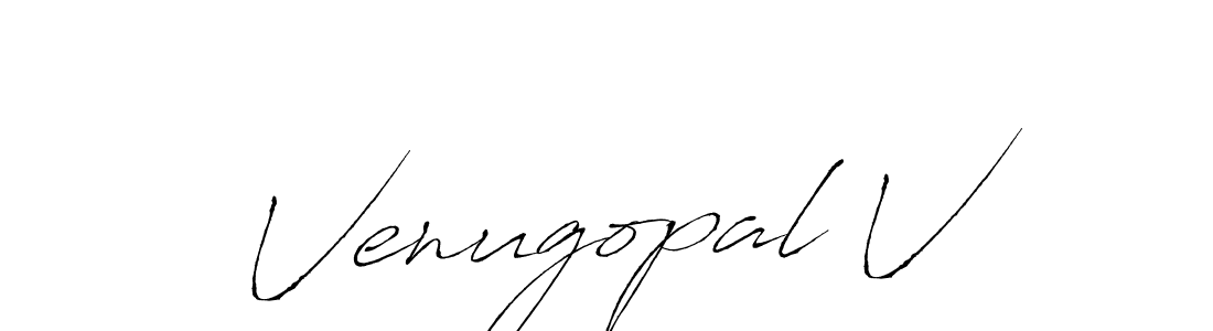 Venugopal V stylish signature style. Best Handwritten Sign (Antro_Vectra) for my name. Handwritten Signature Collection Ideas for my name Venugopal V. Venugopal V signature style 6 images and pictures png