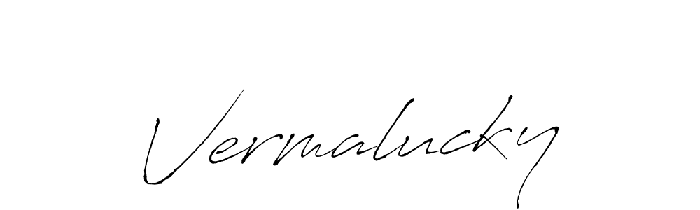 Use a signature maker to create a handwritten signature online. With this signature software, you can design (Antro_Vectra) your own signature for name Vermalucky. Vermalucky signature style 6 images and pictures png