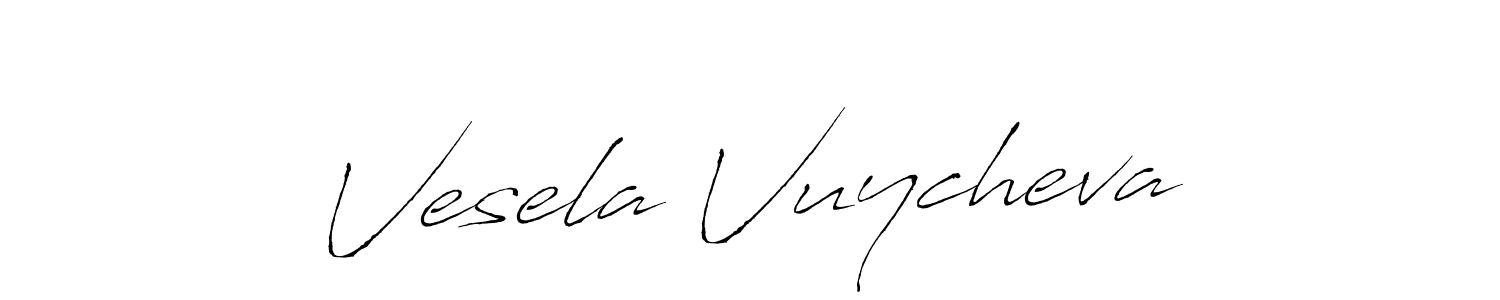 How to make Vesela Vuycheva name signature. Use Antro_Vectra style for creating short signs online. This is the latest handwritten sign. Vesela Vuycheva signature style 6 images and pictures png