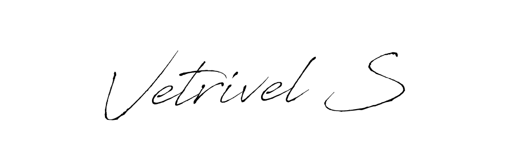 The best way (Antro_Vectra) to make a short signature is to pick only two or three words in your name. The name Vetrivel S include a total of six letters. For converting this name. Vetrivel S signature style 6 images and pictures png