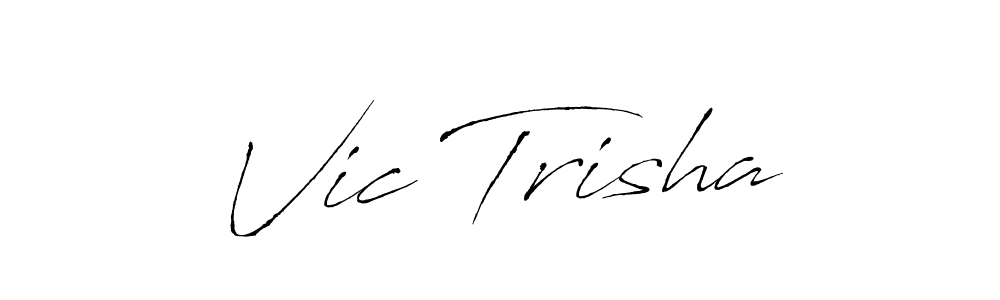 Antro_Vectra is a professional signature style that is perfect for those who want to add a touch of class to their signature. It is also a great choice for those who want to make their signature more unique. Get Vic Trisha name to fancy signature for free. Vic Trisha signature style 6 images and pictures png