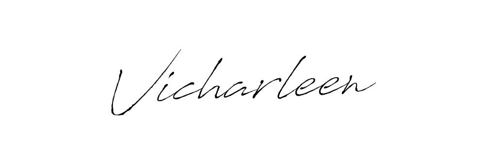 Create a beautiful signature design for name Vicharleen. With this signature (Antro_Vectra) fonts, you can make a handwritten signature for free. Vicharleen signature style 6 images and pictures png