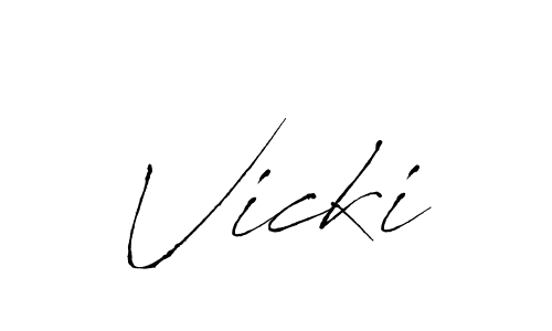 Make a beautiful signature design for name Vicki. With this signature (Antro_Vectra) style, you can create a handwritten signature for free. Vicki signature style 6 images and pictures png