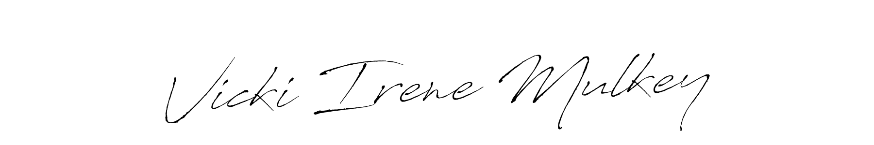 How to make Vicki Irene Mulkey signature? Antro_Vectra is a professional autograph style. Create handwritten signature for Vicki Irene Mulkey name. Vicki Irene Mulkey signature style 6 images and pictures png