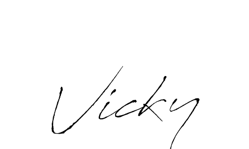 Make a beautiful signature design for name Vicky. With this signature (Antro_Vectra) style, you can create a handwritten signature for free. Vicky signature style 6 images and pictures png