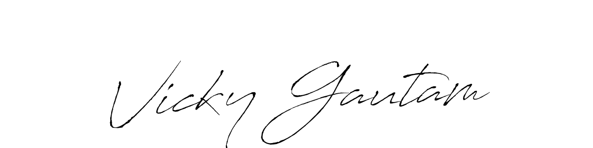 Make a beautiful signature design for name Vicky Gautam. With this signature (Antro_Vectra) style, you can create a handwritten signature for free. Vicky Gautam signature style 6 images and pictures png
