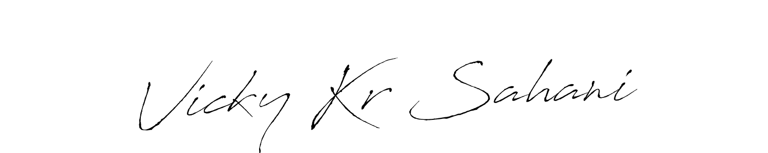How to make Vicky Kr Sahani name signature. Use Antro_Vectra style for creating short signs online. This is the latest handwritten sign. Vicky Kr Sahani signature style 6 images and pictures png