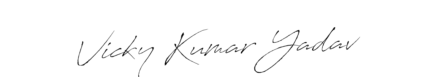How to make Vicky Kumar Yadav name signature. Use Antro_Vectra style for creating short signs online. This is the latest handwritten sign. Vicky Kumar Yadav signature style 6 images and pictures png