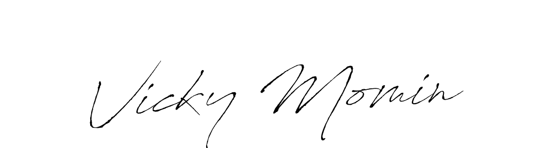 How to make Vicky Momin signature? Antro_Vectra is a professional autograph style. Create handwritten signature for Vicky Momin name. Vicky Momin signature style 6 images and pictures png
