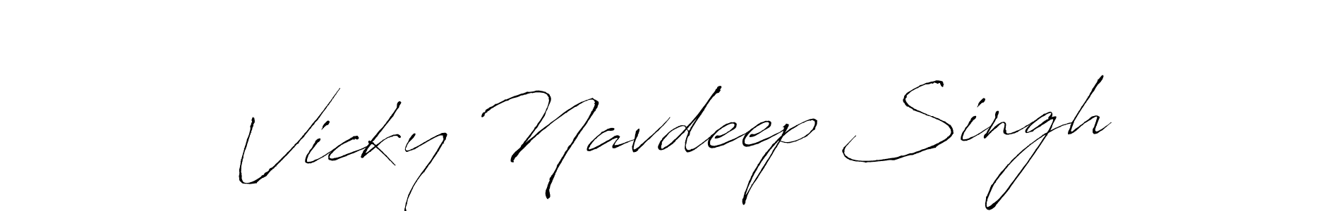 How to make Vicky Navdeep Singh name signature. Use Antro_Vectra style for creating short signs online. This is the latest handwritten sign. Vicky Navdeep Singh signature style 6 images and pictures png