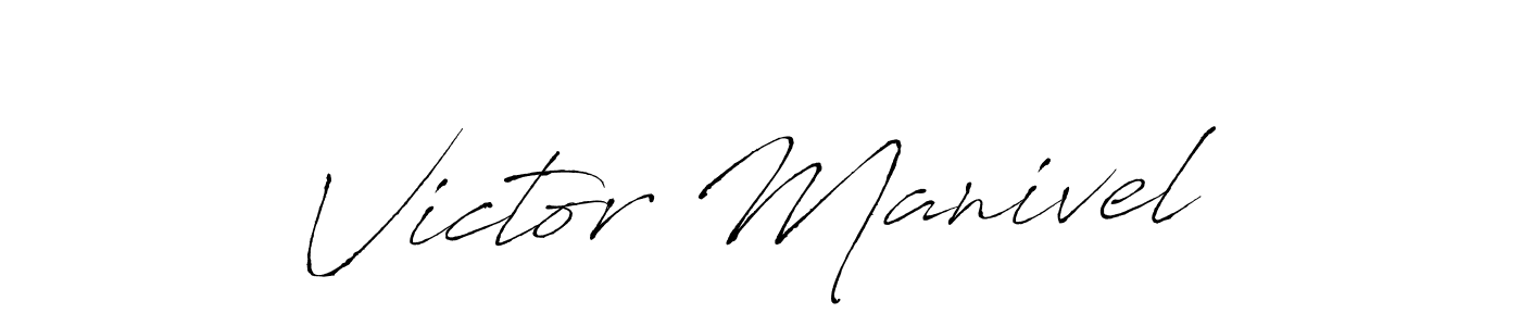 How to make Victor Manivel name signature. Use Antro_Vectra style for creating short signs online. This is the latest handwritten sign. Victor Manivel signature style 6 images and pictures png