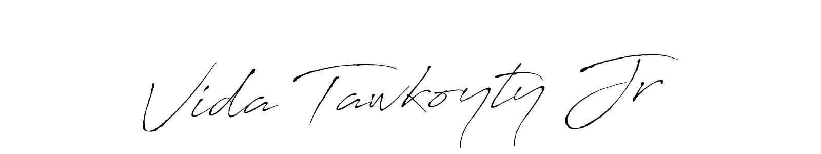 How to make Vida Tawkoyty Jr name signature. Use Antro_Vectra style for creating short signs online. This is the latest handwritten sign. Vida Tawkoyty Jr signature style 6 images and pictures png