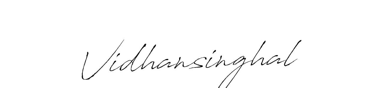 Make a beautiful signature design for name Vidhansinghal. With this signature (Antro_Vectra) style, you can create a handwritten signature for free. Vidhansinghal signature style 6 images and pictures png
