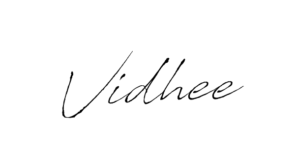 Vidhee stylish signature style. Best Handwritten Sign (Antro_Vectra) for my name. Handwritten Signature Collection Ideas for my name Vidhee. Vidhee signature style 6 images and pictures png