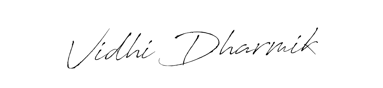 How to make Vidhi Dharmik name signature. Use Antro_Vectra style for creating short signs online. This is the latest handwritten sign. Vidhi Dharmik signature style 6 images and pictures png