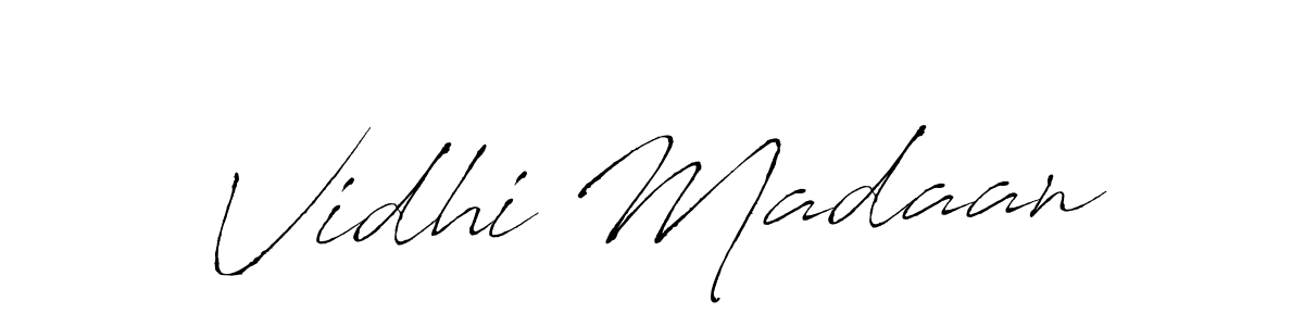The best way (Antro_Vectra) to make a short signature is to pick only two or three words in your name. The name Vidhi Madaan include a total of six letters. For converting this name. Vidhi Madaan signature style 6 images and pictures png
