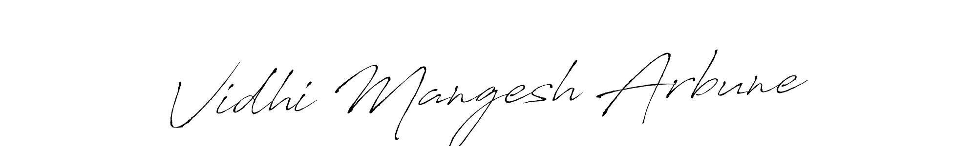 How to make Vidhi Mangesh Arbune signature? Antro_Vectra is a professional autograph style. Create handwritten signature for Vidhi Mangesh Arbune name. Vidhi Mangesh Arbune signature style 6 images and pictures png