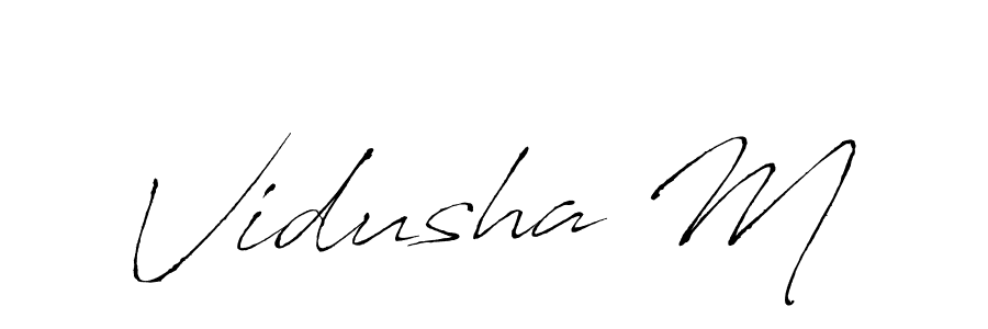 How to make Vidusha M name signature. Use Antro_Vectra style for creating short signs online. This is the latest handwritten sign. Vidusha M signature style 6 images and pictures png