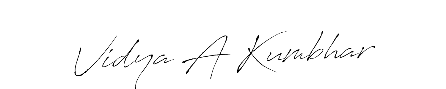 How to make Vidya A Kumbhar signature? Antro_Vectra is a professional autograph style. Create handwritten signature for Vidya A Kumbhar name. Vidya A Kumbhar signature style 6 images and pictures png