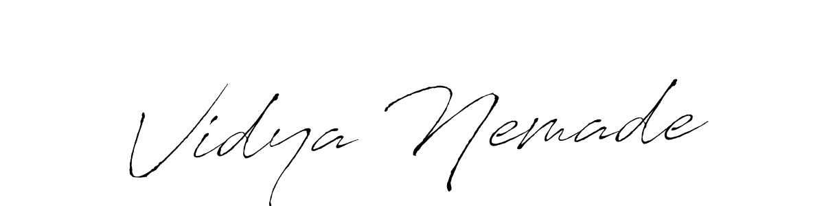 Also You can easily find your signature by using the search form. We will create Vidya Nemade name handwritten signature images for you free of cost using Antro_Vectra sign style. Vidya Nemade signature style 6 images and pictures png