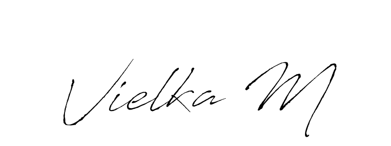 The best way (Antro_Vectra) to make a short signature is to pick only two or three words in your name. The name Vielka M include a total of six letters. For converting this name. Vielka M signature style 6 images and pictures png