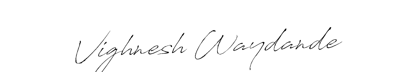The best way (Antro_Vectra) to make a short signature is to pick only two or three words in your name. The name Vighnesh Waydande include a total of six letters. For converting this name. Vighnesh Waydande signature style 6 images and pictures png