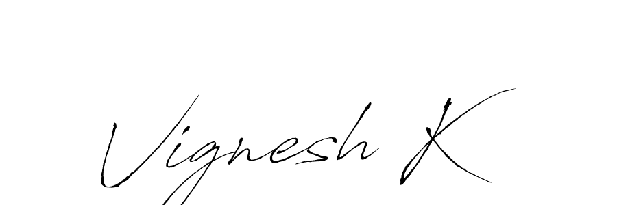 Make a beautiful signature design for name Vignesh K. With this signature (Antro_Vectra) style, you can create a handwritten signature for free. Vignesh K signature style 6 images and pictures png