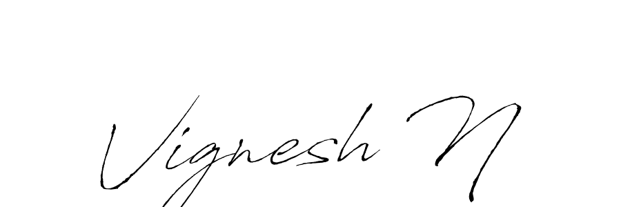 How to make Vignesh N name signature. Use Antro_Vectra style for creating short signs online. This is the latest handwritten sign. Vignesh N signature style 6 images and pictures png