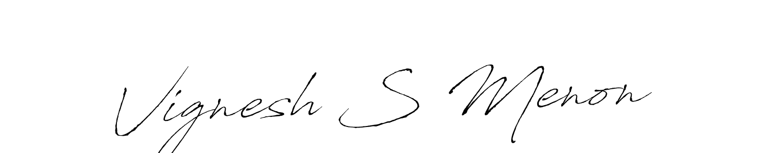 How to make Vignesh S Menon signature? Antro_Vectra is a professional autograph style. Create handwritten signature for Vignesh S Menon name. Vignesh S Menon signature style 6 images and pictures png