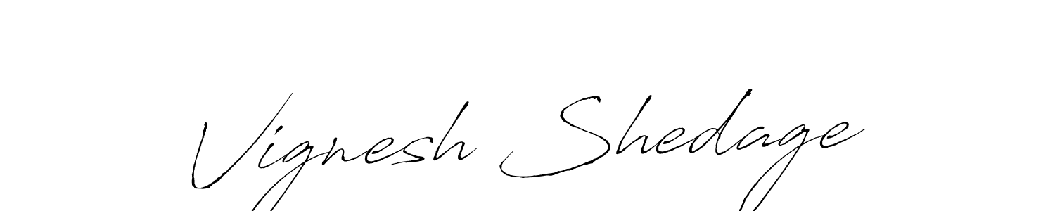 How to make Vignesh Shedage name signature. Use Antro_Vectra style for creating short signs online. This is the latest handwritten sign. Vignesh Shedage signature style 6 images and pictures png