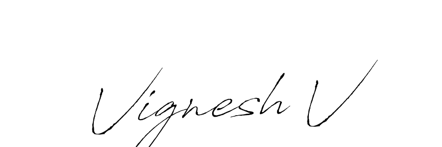 Use a signature maker to create a handwritten signature online. With this signature software, you can design (Antro_Vectra) your own signature for name Vignesh V. Vignesh V signature style 6 images and pictures png