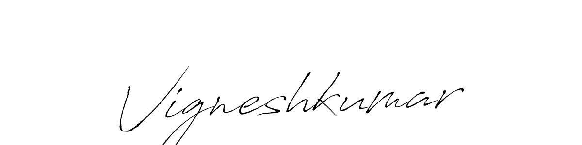 How to make Vigneshkumar name signature. Use Antro_Vectra style for creating short signs online. This is the latest handwritten sign. Vigneshkumar signature style 6 images and pictures png