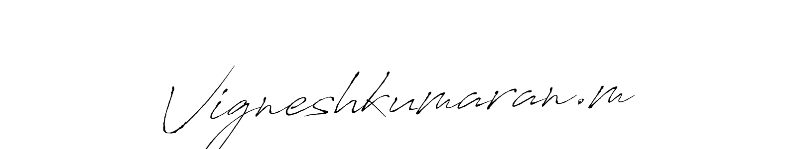 if you are searching for the best signature style for your name Vigneshkumaran.m. so please give up your signature search. here we have designed multiple signature styles  using Antro_Vectra. Vigneshkumaran.m signature style 6 images and pictures png