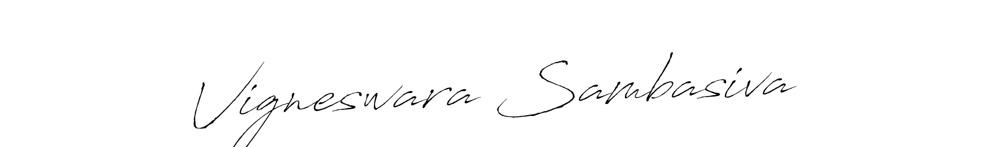 How to make Vigneswara Sambasiva name signature. Use Antro_Vectra style for creating short signs online. This is the latest handwritten sign. Vigneswara Sambasiva signature style 6 images and pictures png