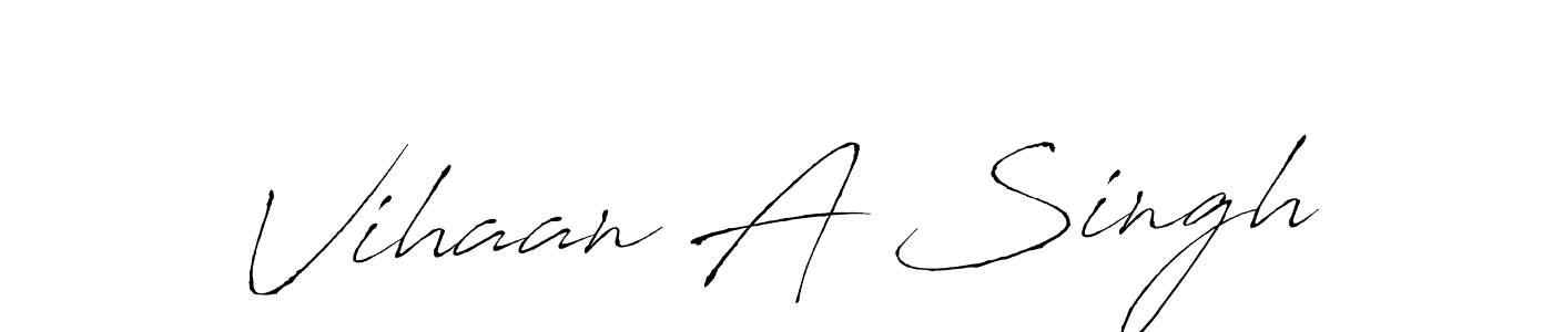 How to make Vihaan A Singh name signature. Use Antro_Vectra style for creating short signs online. This is the latest handwritten sign. Vihaan A Singh signature style 6 images and pictures png