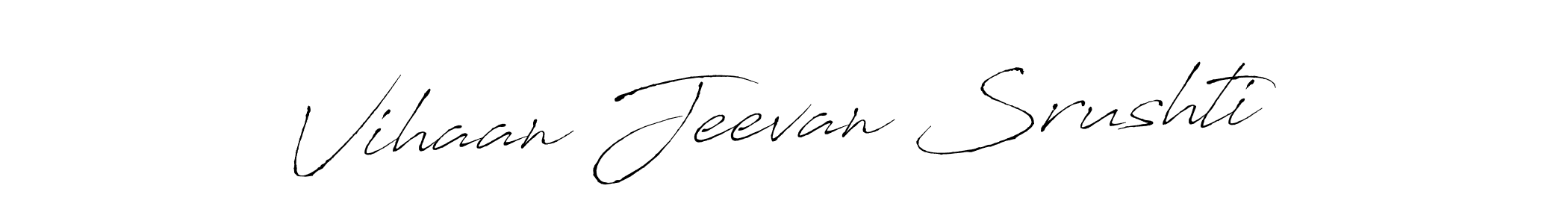 Antro_Vectra is a professional signature style that is perfect for those who want to add a touch of class to their signature. It is also a great choice for those who want to make their signature more unique. Get Vihaan Jeevan Srushti name to fancy signature for free. Vihaan Jeevan Srushti signature style 6 images and pictures png