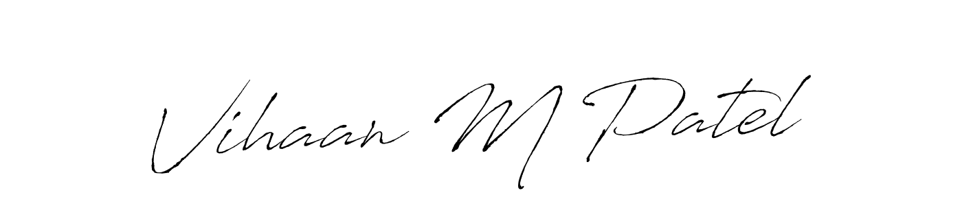 How to make Vihaan M Patel name signature. Use Antro_Vectra style for creating short signs online. This is the latest handwritten sign. Vihaan M Patel signature style 6 images and pictures png