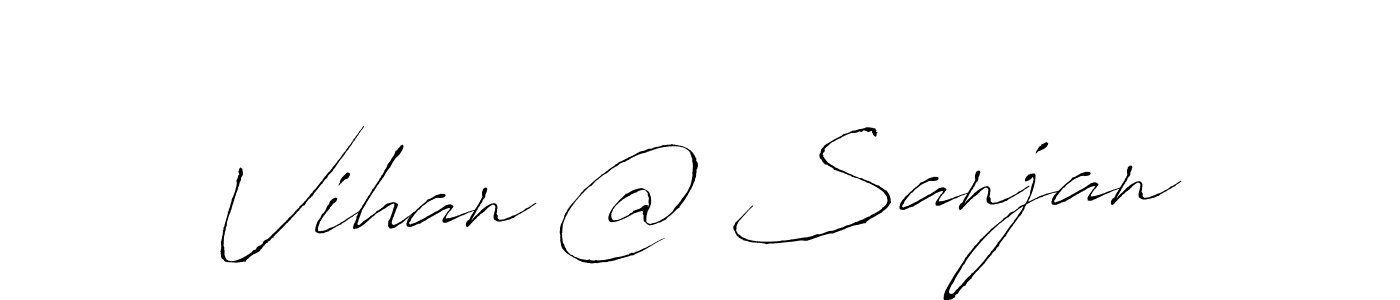 How to make Vihan @ Sanjan name signature. Use Antro_Vectra style for creating short signs online. This is the latest handwritten sign. Vihan @ Sanjan signature style 6 images and pictures png