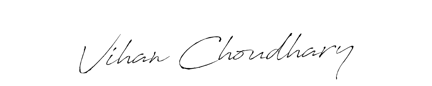 The best way (Antro_Vectra) to make a short signature is to pick only two or three words in your name. The name Vihan Choudhary include a total of six letters. For converting this name. Vihan Choudhary signature style 6 images and pictures png