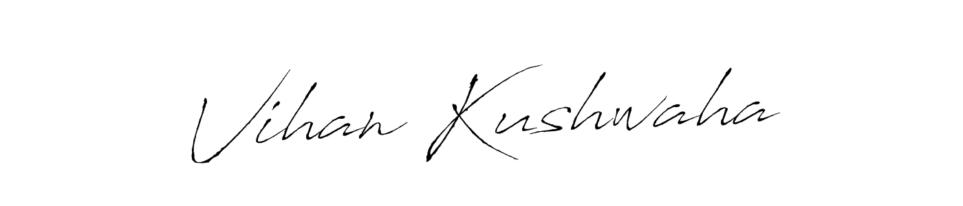 How to make Vihan Kushwaha name signature. Use Antro_Vectra style for creating short signs online. This is the latest handwritten sign. Vihan Kushwaha signature style 6 images and pictures png