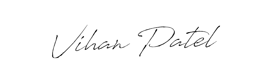 How to make Vihan Patel name signature. Use Antro_Vectra style for creating short signs online. This is the latest handwritten sign. Vihan Patel signature style 6 images and pictures png