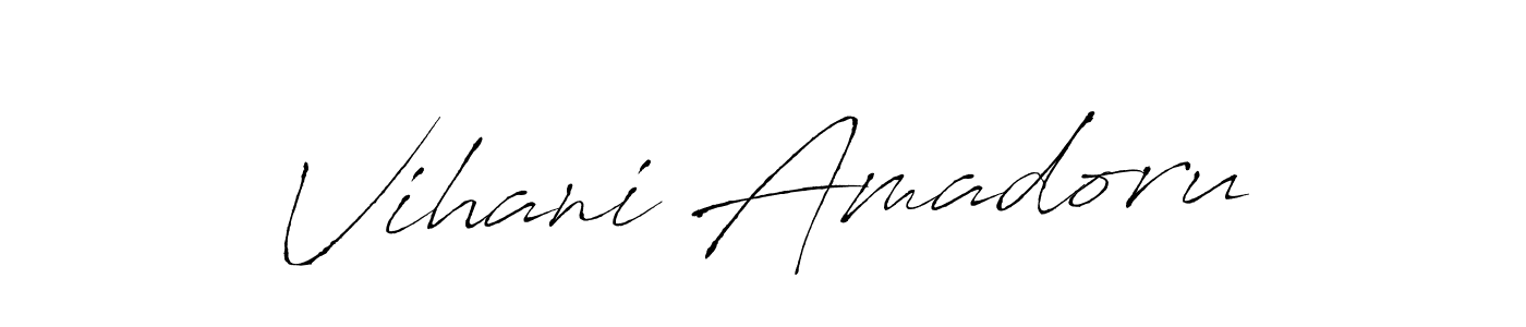 The best way (Antro_Vectra) to make a short signature is to pick only two or three words in your name. The name Vihani Amadoru include a total of six letters. For converting this name. Vihani Amadoru signature style 6 images and pictures png