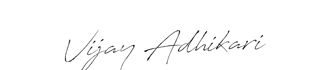 How to make Vijay Adhikari name signature. Use Antro_Vectra style for creating short signs online. This is the latest handwritten sign. Vijay Adhikari signature style 6 images and pictures png