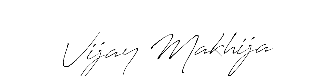 How to make Vijay Makhija name signature. Use Antro_Vectra style for creating short signs online. This is the latest handwritten sign. Vijay Makhija signature style 6 images and pictures png