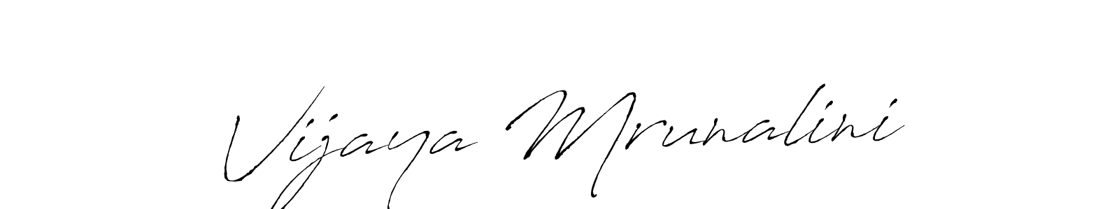 How to make Vijaya Mrunalini name signature. Use Antro_Vectra style for creating short signs online. This is the latest handwritten sign. Vijaya Mrunalini signature style 6 images and pictures png