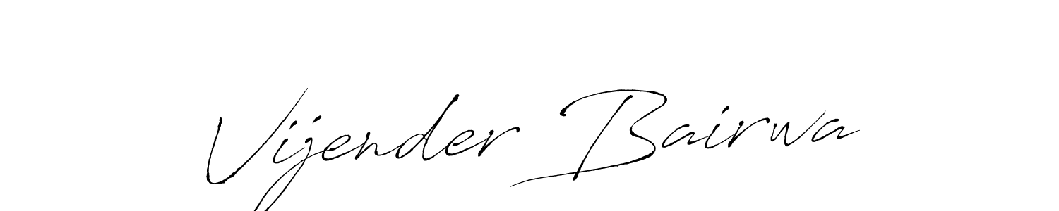 The best way (Antro_Vectra) to make a short signature is to pick only two or three words in your name. The name Vijender Bairwa include a total of six letters. For converting this name. Vijender Bairwa signature style 6 images and pictures png