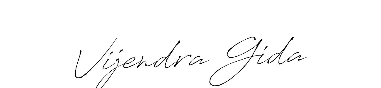 Design your own signature with our free online signature maker. With this signature software, you can create a handwritten (Antro_Vectra) signature for name Vijendra Gida. Vijendra Gida signature style 6 images and pictures png