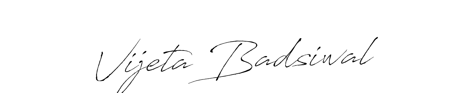 Vijeta Badsiwal stylish signature style. Best Handwritten Sign (Antro_Vectra) for my name. Handwritten Signature Collection Ideas for my name Vijeta Badsiwal. Vijeta Badsiwal signature style 6 images and pictures png