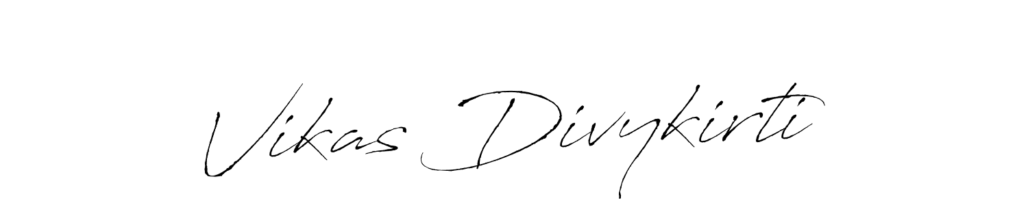 How to make Vikas Divykirti name signature. Use Antro_Vectra style for creating short signs online. This is the latest handwritten sign. Vikas Divykirti signature style 6 images and pictures png