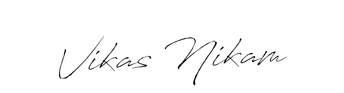 The best way (Antro_Vectra) to make a short signature is to pick only two or three words in your name. The name Vikas Nikam include a total of six letters. For converting this name. Vikas Nikam signature style 6 images and pictures png